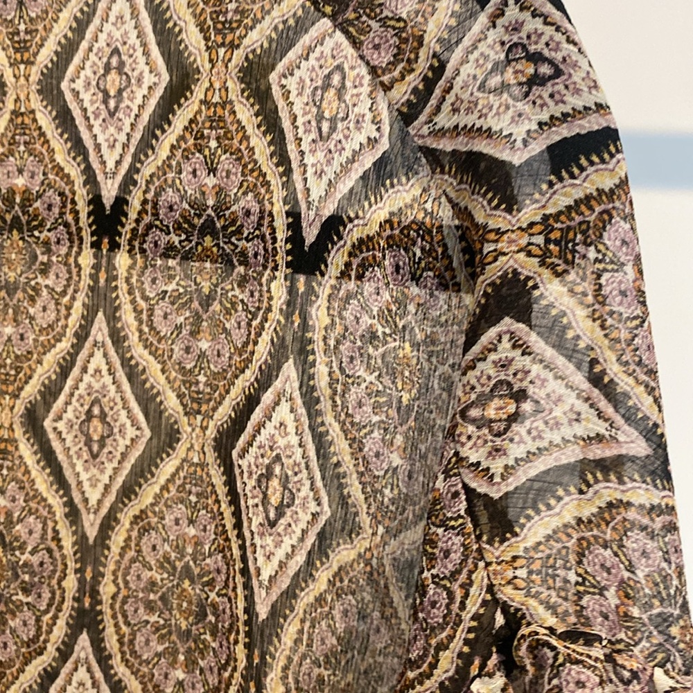 ZARA - Bohemian Sheer Paisley Flowy Blouse - size M - Picture 11 of 12